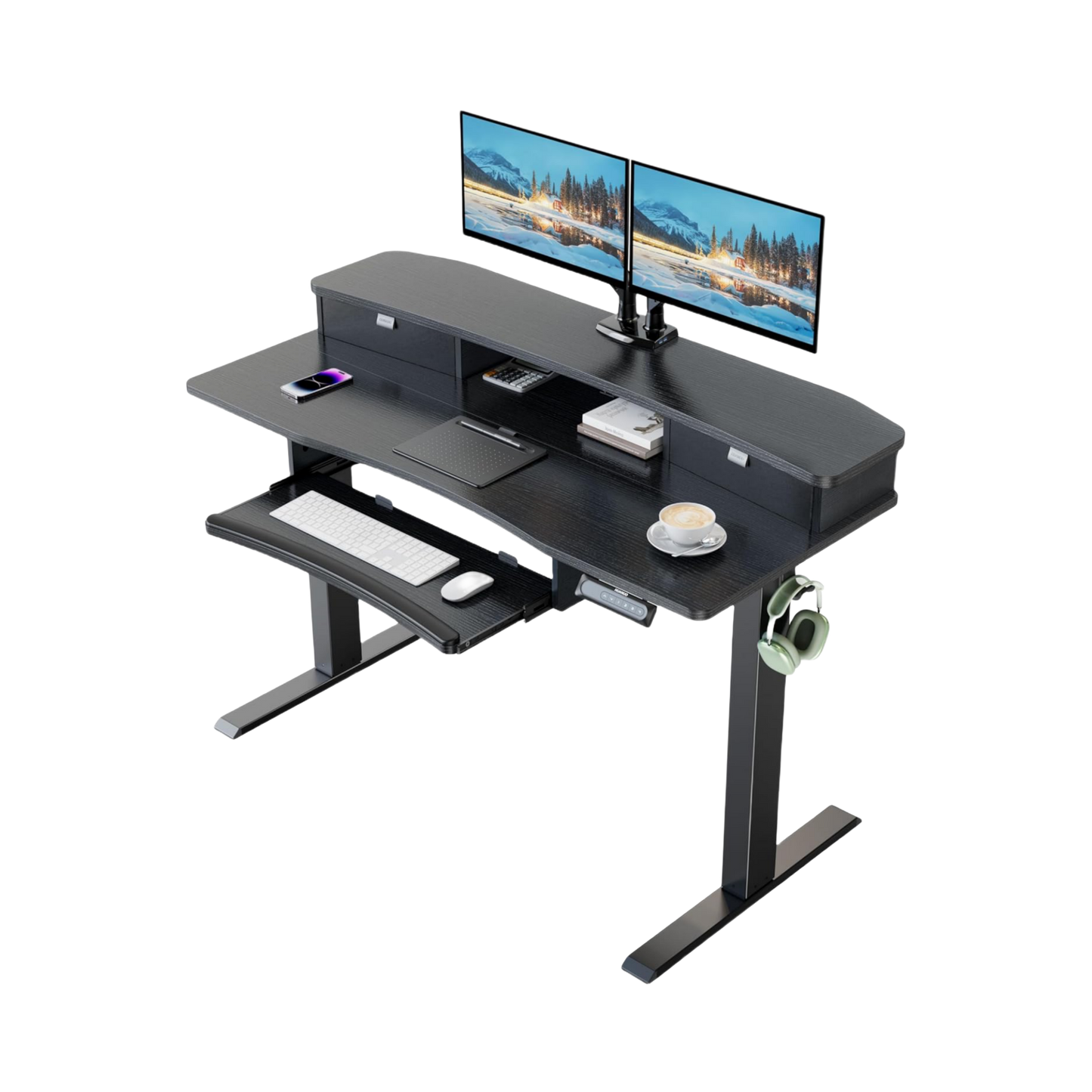 Electric Standing Desk with Storage & Keyboard Tray - New Release!