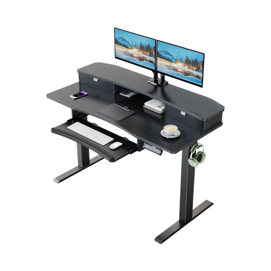 Electric Standing Desk with Storage & Keyboard Tray - New Release!