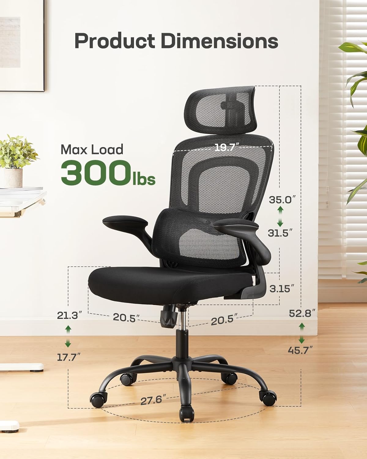 High Back Mesh Office Chair with Lumbar Support