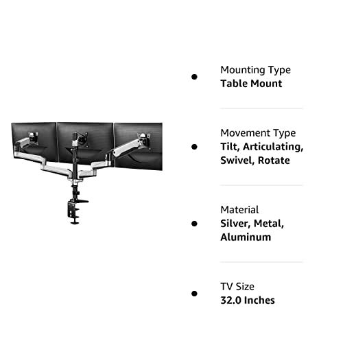 HUANUO HNTS3S Triple Monitor Stand: Three 17 to 32 Inch Screens