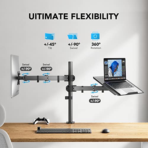 HUANUO HNTS4B deals dual monitor stand with laptop tray(LAPTOP IN PHOTO NOT INCLUDED)