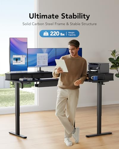 L-Shaped Standing Desk with Storage - 65" Desktop