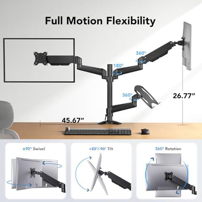 TS4 Dual Monitor & Laptop Mount – For 32" Monitors and 17" Laptops