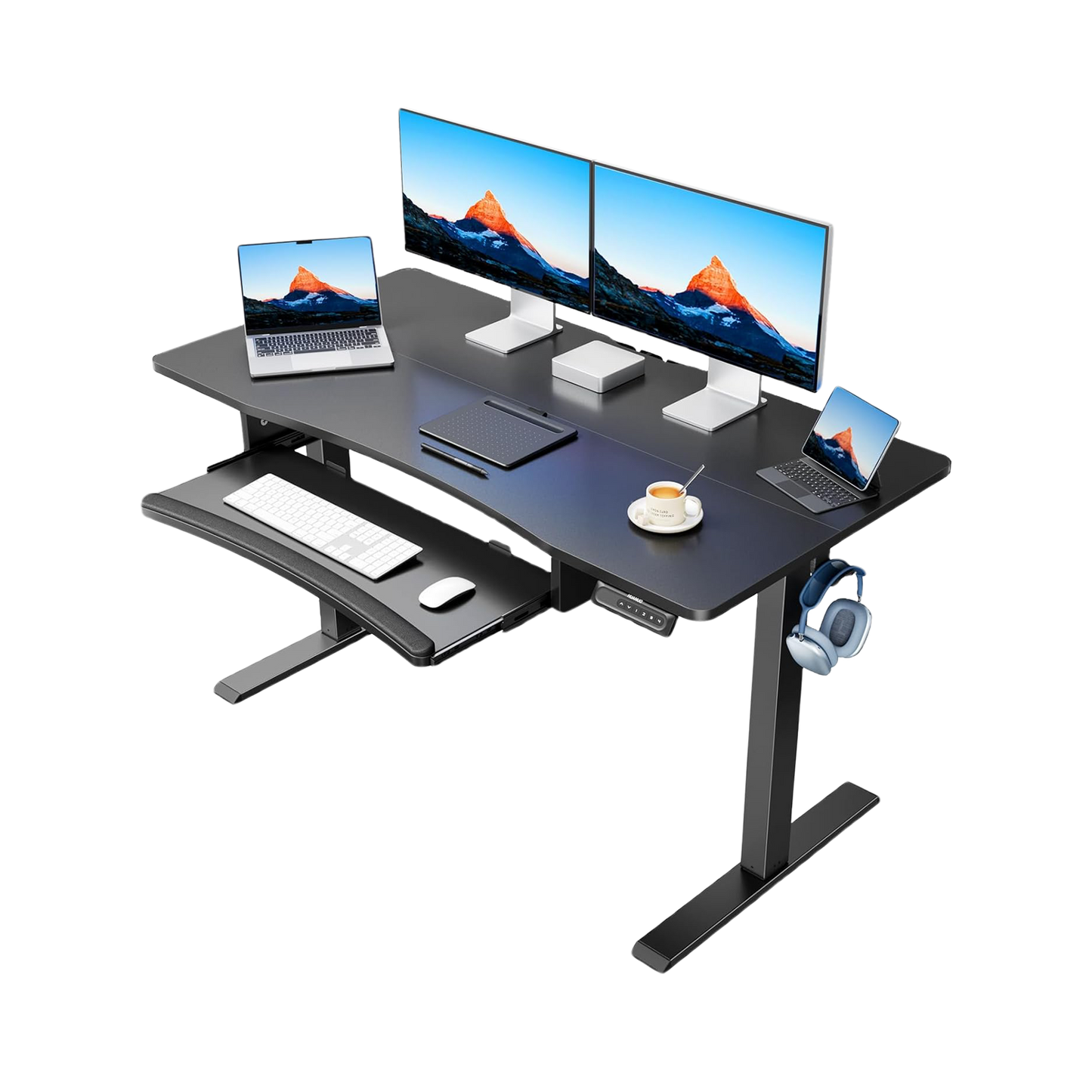 Standing Desk with Large Keyboard Tray