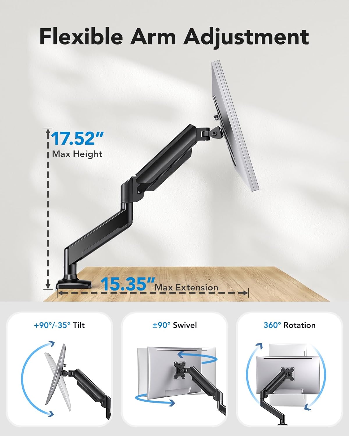 HUANUO HNSS18B Single Monitor Mount for 13–32 Inch Screens