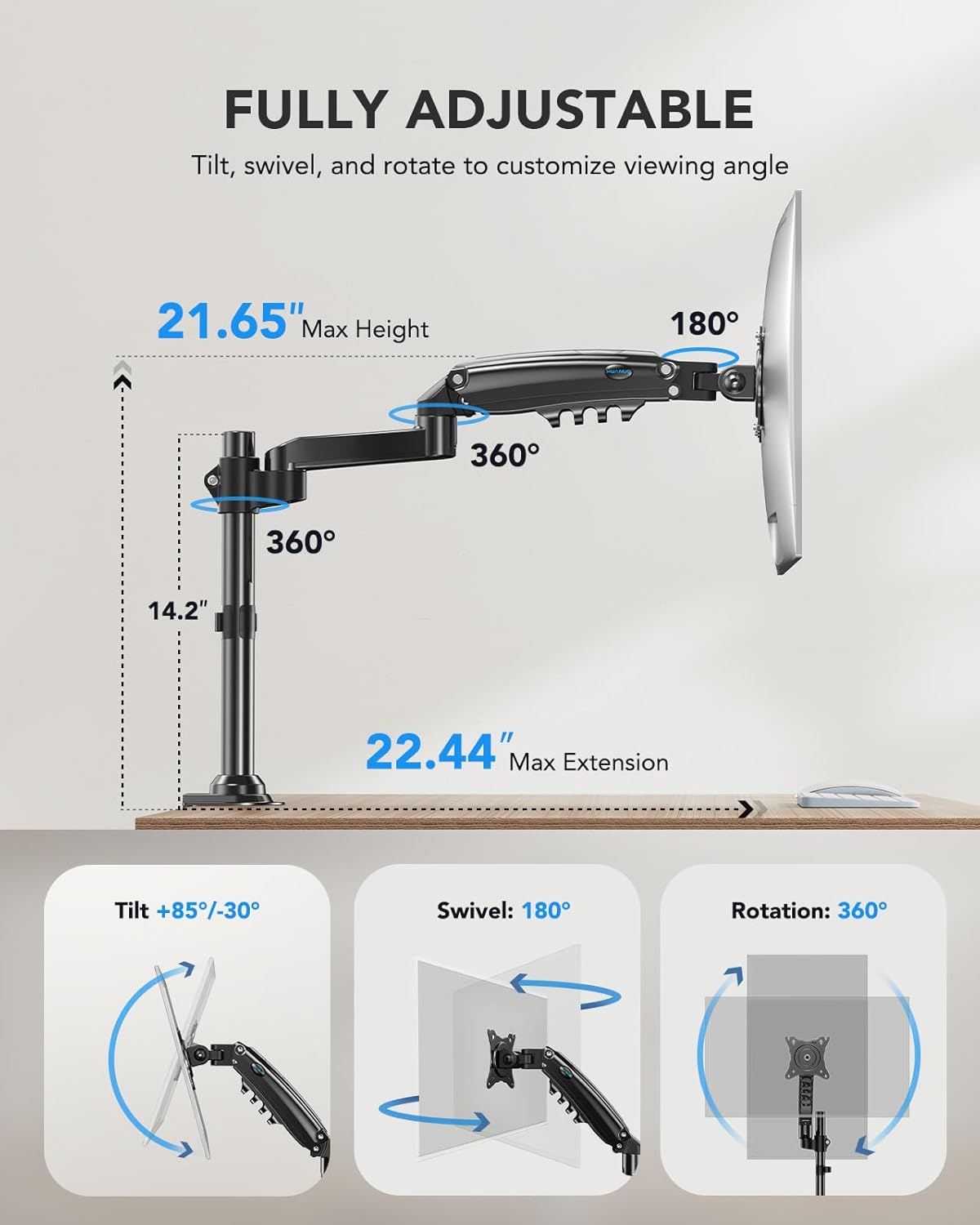 HUANUO HNSS8 Single Monitor Mount 13-32 Inch Screen