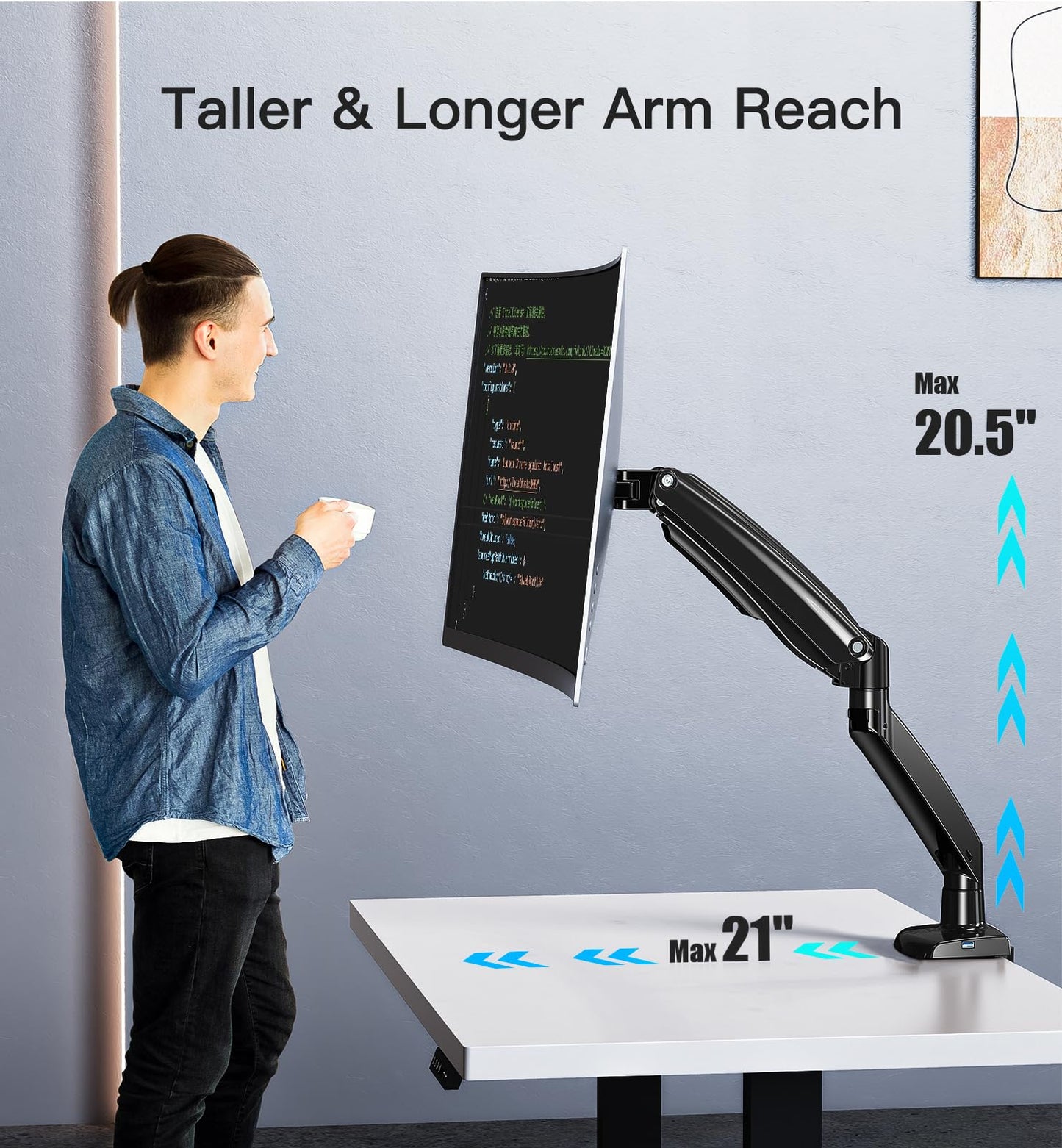 S12 Pro Single Monitor Arm for Max 40" Screen