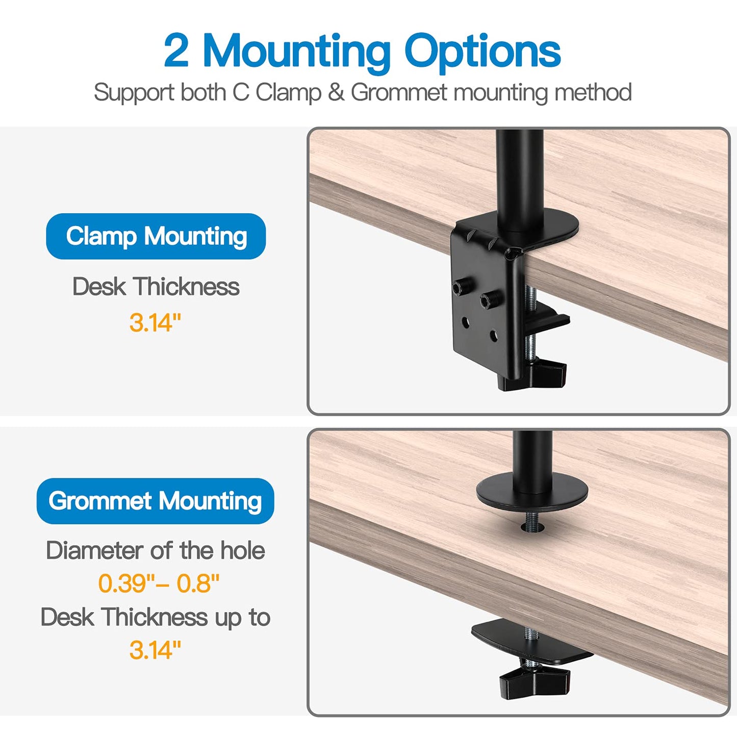 HUANUO HNHM5 Vertical Dual Monitor Mount for 17-32 Inch Screens