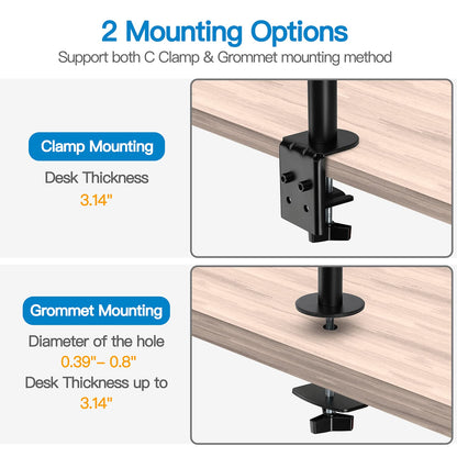 HUANUO HNHM5 Vertical Dual Monitor Mount for 17-32 Inch Screens