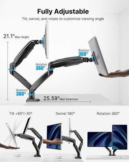 DS7 High-Performance Dual Monitor Mount for 13"-35" Screens