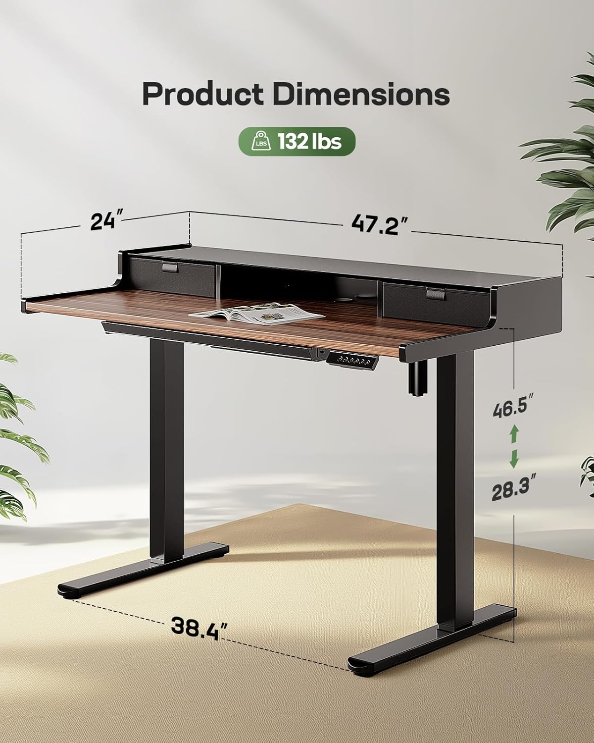 Standing Desk with Drawer & Keyboard Tray