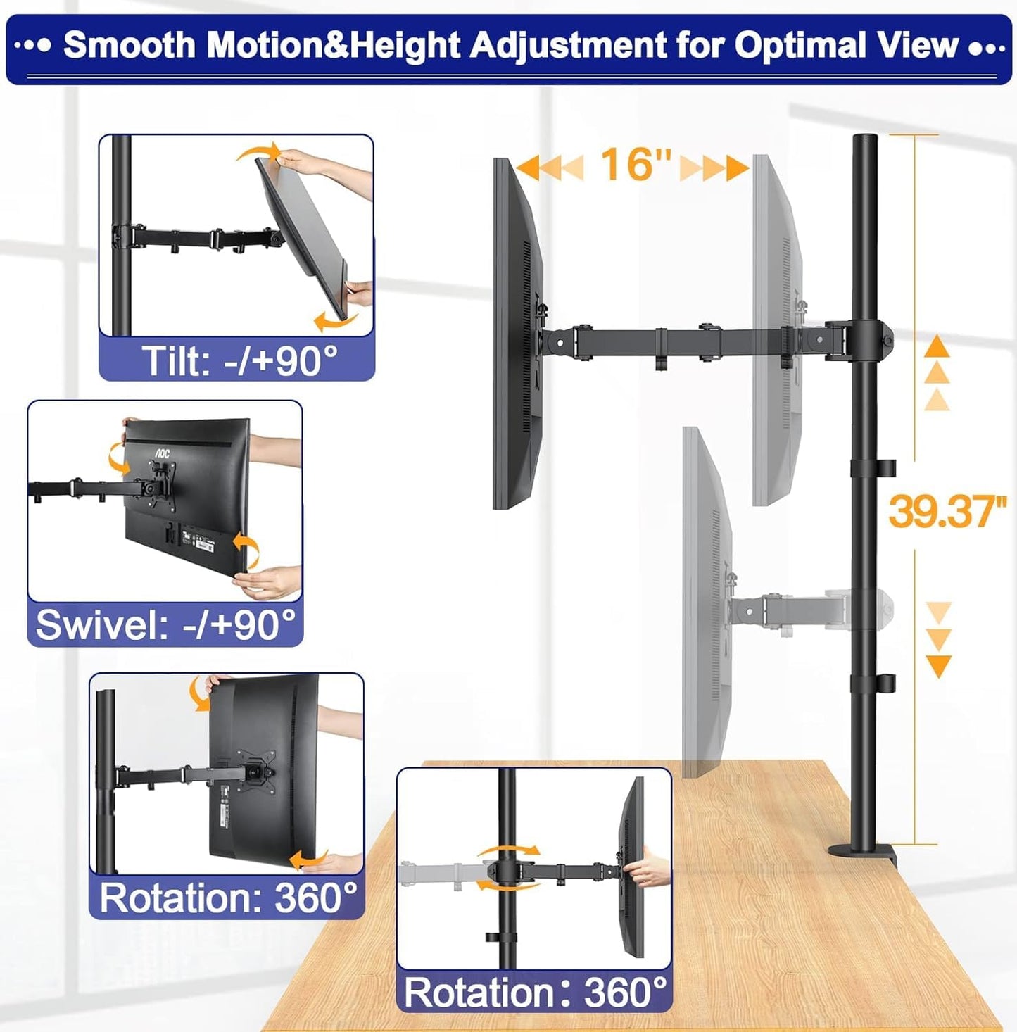 CM9 Single Monitor Mount for 13"-39" Screen