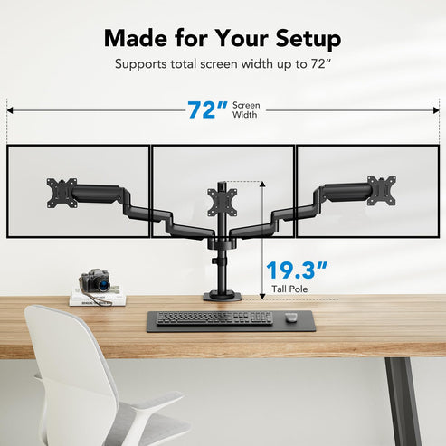 triple computer monitor mount