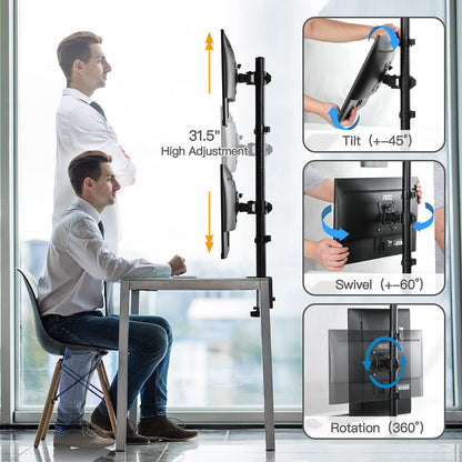 HUANUO HNHM5 Vertical Dual Monitor Mount for 17-32 Inch Screens