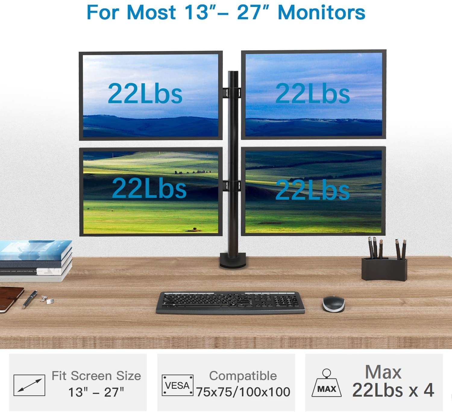 Four 22 Inch buying Lenovo Monitors With Quad Stand