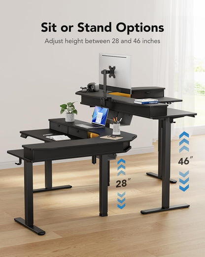 Large L-Shaped Standing Desk with Storage