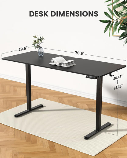 Height Adjustable Electric Standing Desk, Memory Computer Home Office Desk Large Desk with 2 Desktop