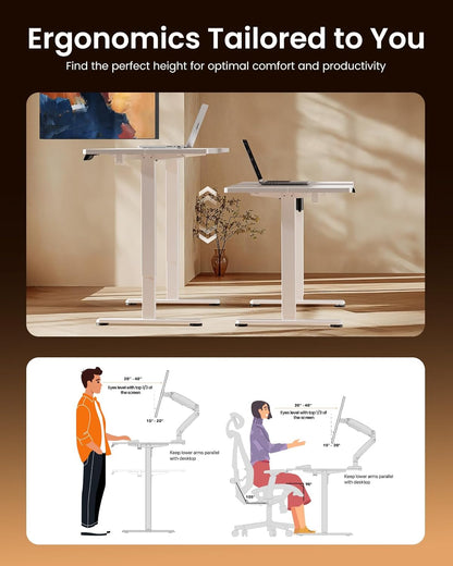 Height Adjustable Electric Standing Desk, Memory Computer Home Office Desk Large Desk with 2 Desktop