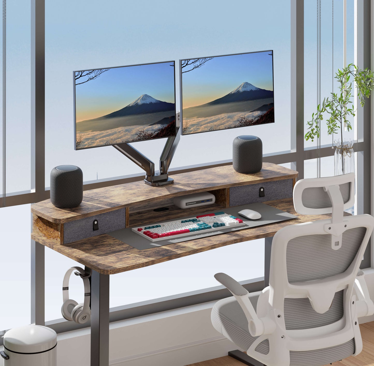 Standing Desk with Dual Riser & Drawers