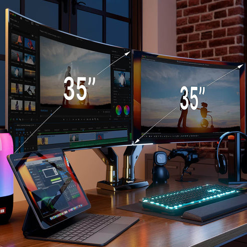 dual arm monitor desk