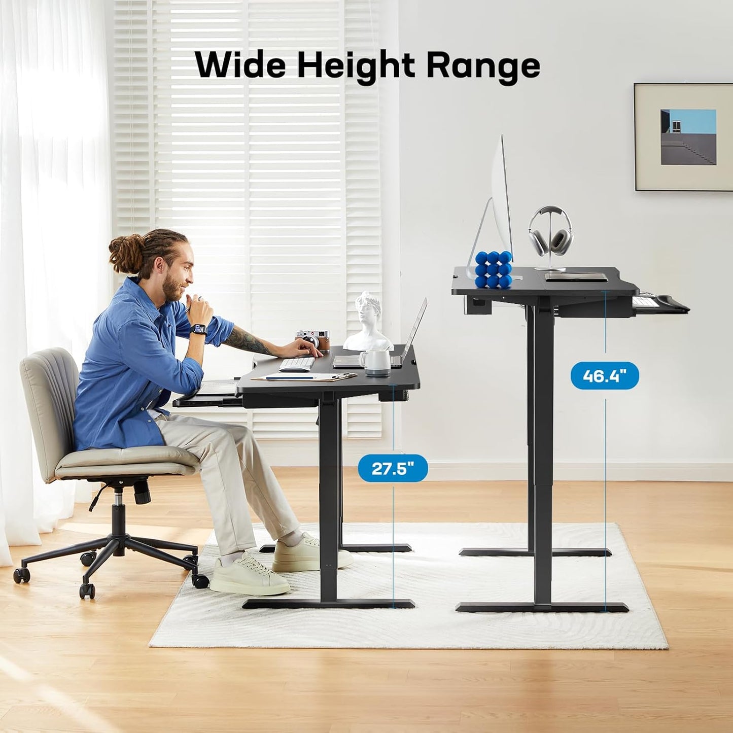 Standing Desk with Large Keyboard Tray