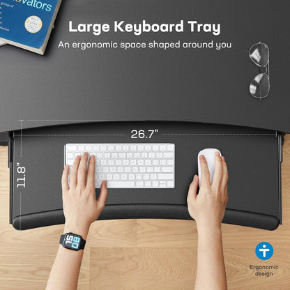 Standing Desk with Large Keyboard Tray