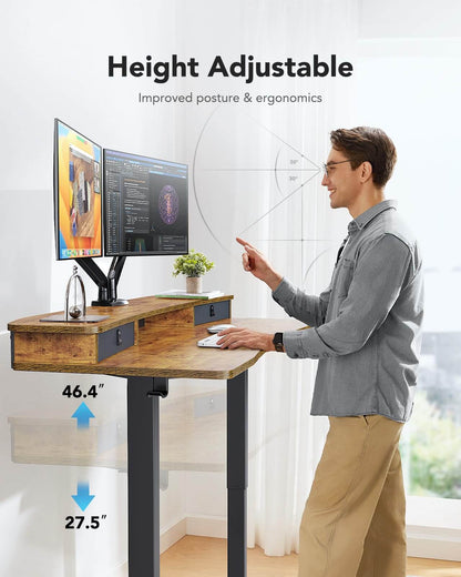 HUANUO 48″ X 24″ ELECTRIC STANDING DESK WITH 2 DRAWERS