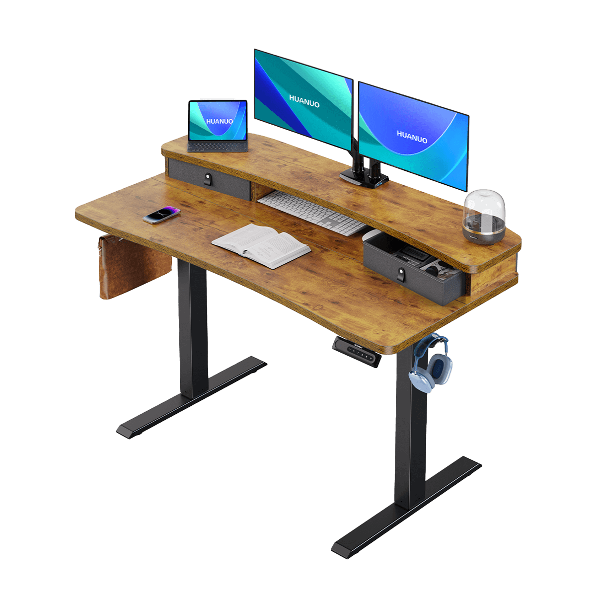 HUANUO 48″ X 24″ ELECTRIC STANDING DESK WITH 2 DRAWERS