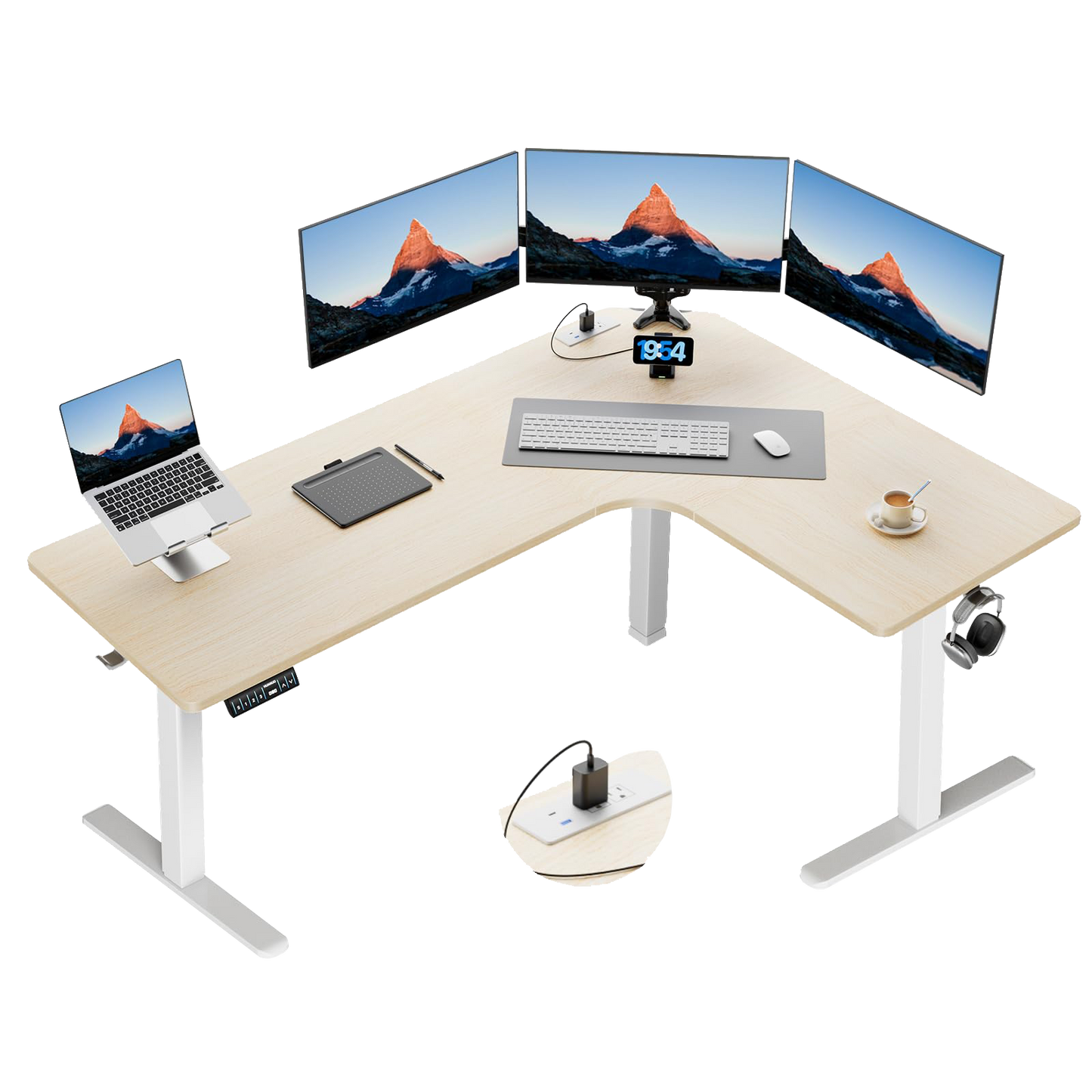 HUANUO 63″ DUAL MOTOR L-SHAPED STANDING DESK