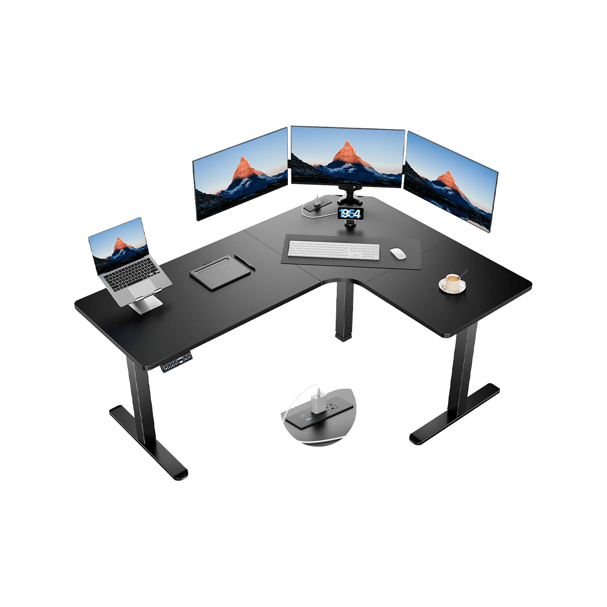 HUANUO 63″ DUAL MOTOR L-SHAPED STANDING DESK