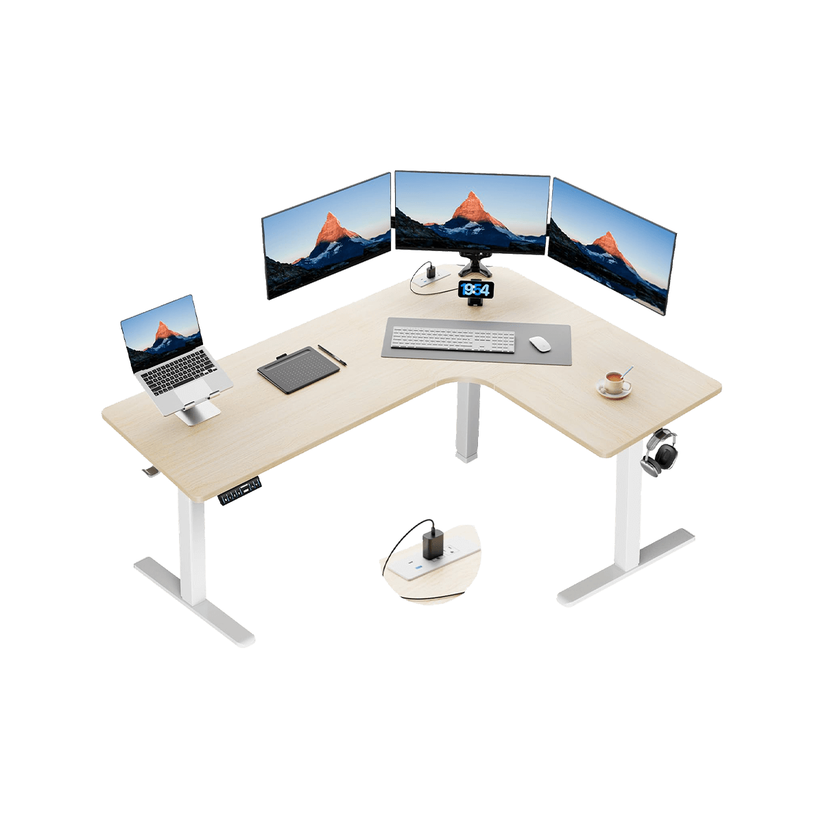 HUANUO 63″ DUAL MOTOR L-SHAPED STANDING DESK