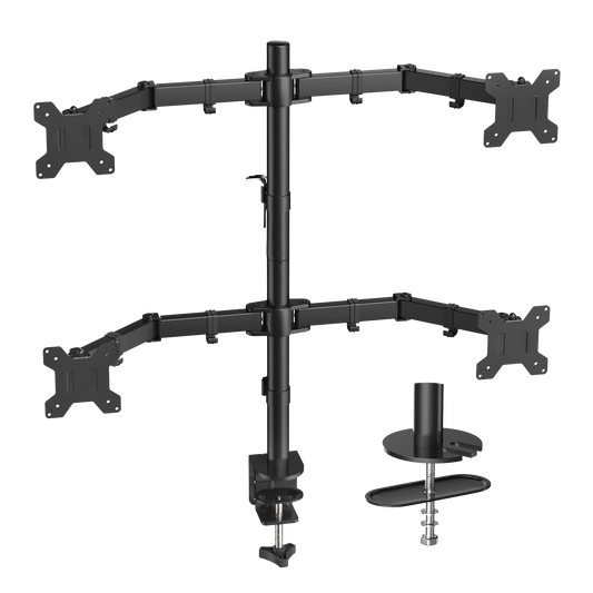 HUANUO HNQF2 QUAD MONITOR STAND 4 MONITOR DESK MOUNT FOR 13-27 INCH SCREENS