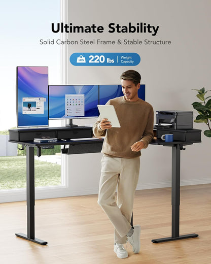 Large L-Shaped Standing Desk with Storage