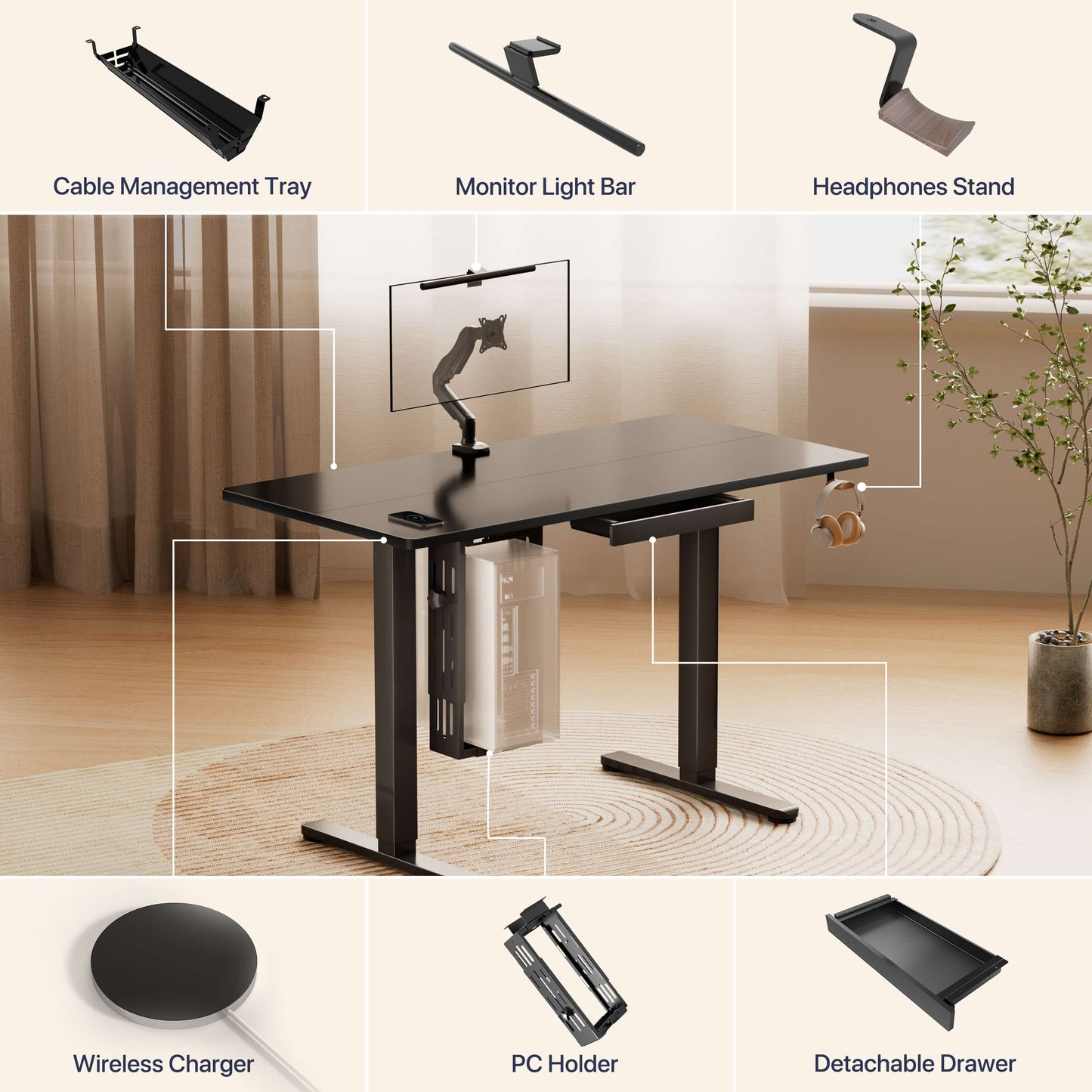 Customizable Standing Desk - Base Model with Optional Accessories